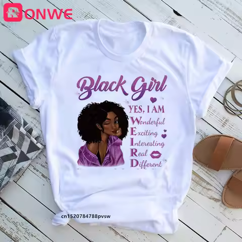 Beautiful African Lady Women T-shirt Girl Sisters Black Lives Matter Funny 90S Print Tops Tee,Drop S