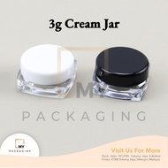 3g Cream Jar Square for facial care, Lotion, cream