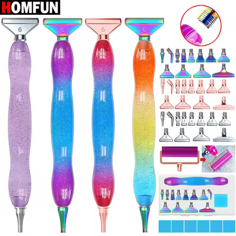 HOMFUN 20pcs/set Diamond Painting Starry Sky Art Pen Set, Threaded Metal DIY 5D Tool, 12pcs Pen Tips