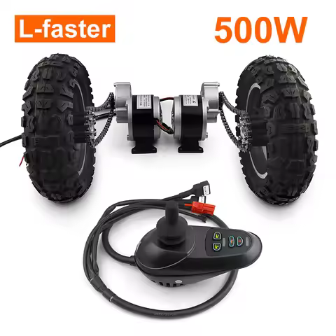 L-faster 500W 10" Dual Drive Inflated Wheel Electric Conversion Kit Joystick For E-bike Barrow Troll