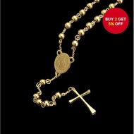 Antique Coin Rosary Saint Benedict Necklace Gold Cross Bead Chain Unisex Jewelry