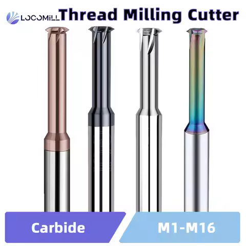 LOCO DIY Thread Milling Cutter Tungsten Steel Aluminum 60 Degree M1.2-M8 1 Tooth for Home Workshop