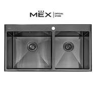 MEX SC872GM อ่างล้างจาน 2 หลุม สเตนเลส สตีล AISI 304 สี Grey Metal