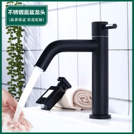 Black 304 Stainless Steel Single Cold Basin Faucet Wash Face Wash Basin Toilet Balcony Bathroom Cabinet Faucet