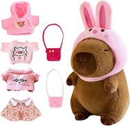 Foreverup Capybara Plush Toy, 25 cm Capybara Cuddly Toy, Water Pig Cuddly Toy with Clothing, Bag, Ha