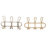 Rattan Wall Hooks - Kids Room Decorative Hanger Clothes & Hat Organizer Hanging Storage Rack for Chi