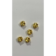 Milled Four Leaf Clover Charm size 6mm - AU 9999 Gold - Good luck and fortune k