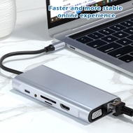 11 in 1 USB Hub Docking Station USB3.0 3.5mm Audio Port Compatible for MacBook Office