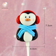 Phát Sáng Chim Cánh Cụt Bánh Topper Trang Trí Sinh Nhật Bông Tuyết Thẻ Lắp Icicle Nhà Món Tráng Miện