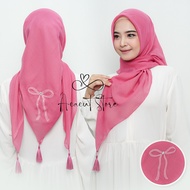 Hijab Segi Empat Paris Tasel Bordir Motif Pita /Kerudung Coquette Paris Pita / kerudung Ribbon
