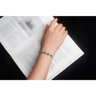 ♞S925 Sterling Silver Zircon Bracelets Women's CZ Gemstone Fashion Shiny Jade Bracelet Bangle For W