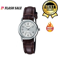 Casio V002 Automatic Hand Movement Silver Dial Brown Leather Band Watch for Women(Brown)