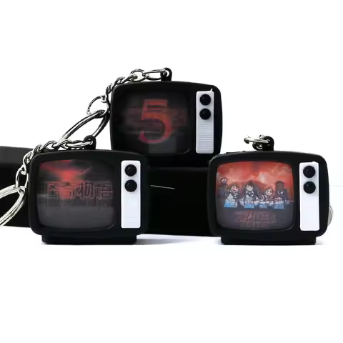 Science Fiction Thriller Mini TV Keychain Show Sound Key Chain Pendant Simulation Toys TV Luggage Ch