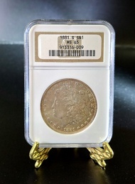 1881年美國摩根銀幣，NGC舊盒MS 65高分！NGC舊盒特別有收藏價值！143年歷史完美保存！