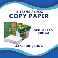 [5 Reams] Smartist Copy Paper | Bond Paper - Short / Long / A4 (500 sheets)