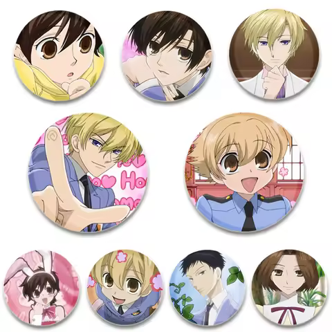 Anime Characters Tamaki Suou/Mitsukuni Haninozuka/Haruhi Fujioka/Hikaru Hitachiin Pins Cartoon Badge