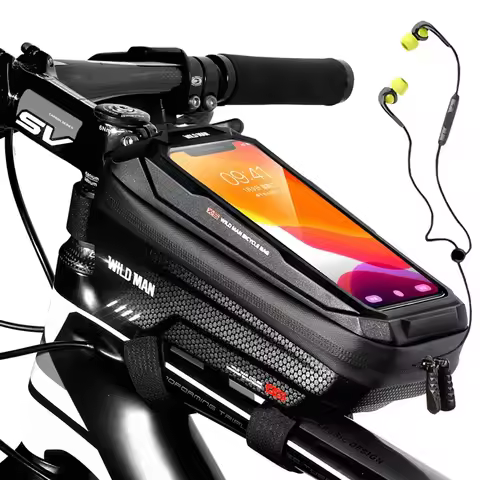WILD MAN New Bike Bag Frame Front Top Tube Cycling Bag Waterproof 6.6in Phone Case Touchscreen Bag M