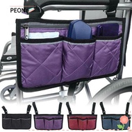 PEONIES Wheelchair Side Bag Portable Reflective Strip Multi-pocketed Armrest Pouch