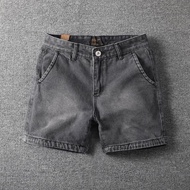 [Special Offer] Summer Thin Three-Point Four-Point Denim Shorts Men European American Retro Washed S