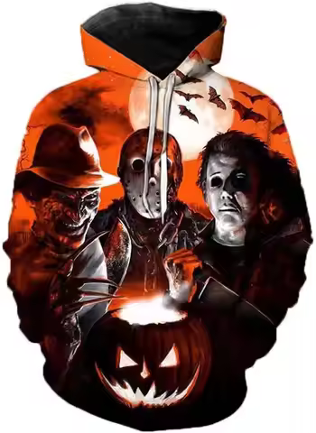 CHLOBLOM Jason Voorhees Costume Michael Myers Hoodie 3D Jacket Pullover Sweatshirt