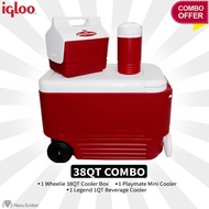 IGLOO 3in1 Wheelie Cooler Box Combo (38QT) Ice Retention Up to 3 days*