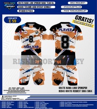 Jersey baju kaos olahraga voli volley voly bola voli sepakbola futsal gratis nama nomor logo sponsor