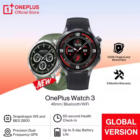 2025 OnePlus Watch 3 Global Version Smart Watch 1.5 AMOLED 32GB Snapdragon W5 Wear OS by Google Snap