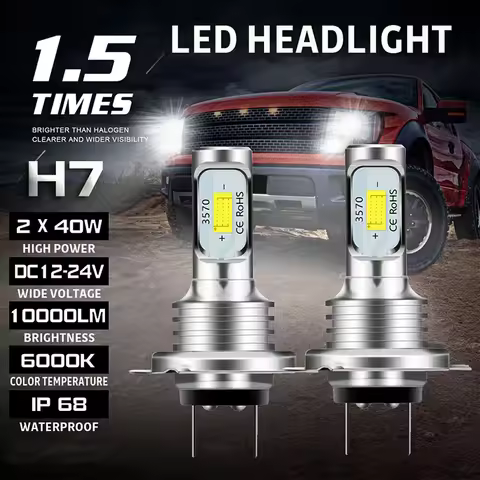 H7 Led Canbus Headlight H7 Led Lo Beam Bulbs 6000K IP 68 CSP 3570 LED Chips