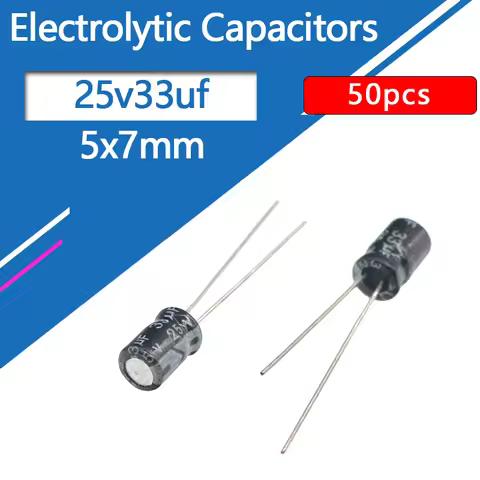 25V33uf 5x7mm Aluminum Electrolytic Capacitor 25v 33uf 33uf25v 25v33mf 33mf25v 25v33MFD 33mf 33MFD 2