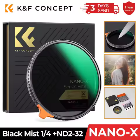 K&F CONCEPT ND2-32 1/4 Black Mist Diffusion Camera Filter lens Variable 2 in 1 ND Filters Video 49mm