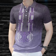 Men's Casual Polo Shirt Barong Tagalog Polo Shirt for Men Bohemian Style Short Sleeve Polo Shirt Ret