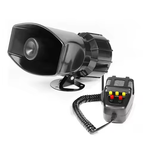 12V Car Alarm Horn Tone Sound Car Emergency Siren Automobile Siren Horn 60W Mic PA Speaker System Em