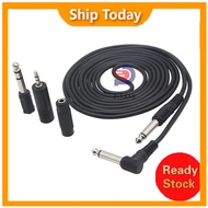 [Pikd] 3M/ 10 Feet Instrument Guitar Audio Cable 1/4-Inch 6.35mm Straight to Right Angle Plug Black 