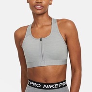 Nike 全新 Dri-FIT Swoosh Zip 拉鍊DD1206-073女 運動內衣 中強度 訓練 灰