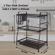 Top Point 3 Tier Dish Drainer / Rak Pinggan Mangkuk / Dish Rack With Tray (L48.5 x W27 x H55cm)