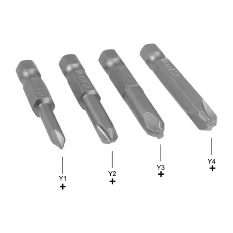4pcs 50mm Length Y Shape Head Screwdriver Bits Set 1/4-Inch Hex Shank Y1/Y2/Y3/Y4 Magnetic S2 Steel 