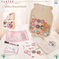CLEVERHD Kids Reward Jar, Education Accessories With Star Or Donuts Wooden Reward Bottle, Creative C
