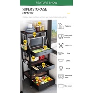 ✺✕☍NETEL Kitchen Rack Microwave Oven Rack with Drawer, Corner Storage Rack Kitchen Trolley Cabinet U