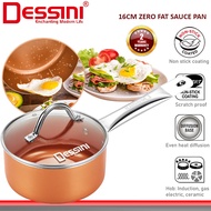 DESSINI ITALY Zero Fat 16CM Sauce Pan Aluminium Induction Non Stick Copper Milk Pot Frying Pan Casse
