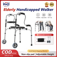 Adult Walker Stainless Steel Walker with wheels Seat Walker For Elderly and disabled