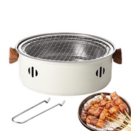 Portable Charcoal Grill for Camping Non-stick Barbecue Grills with Net Lifter and Wooden Handle Portable Table Top Grill Charcoal for Indoor Outdoor Camping BBQ Grill custody