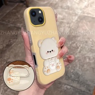 Suitable For iPhone 13 pro max 13 mini phone case new bear mirror bracket shockproof two-in-one soft
