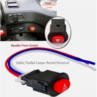 TOMBOL Hazard Light Switch + Universal Hazard Light Switch Button Cable Socket for All Motorcycles