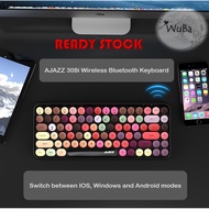 Ajazz 308i Wireless Bluetooth Keyboard Retro Round Keycaps Gaming Keypad with 84 Keys( Ios/Android/W
