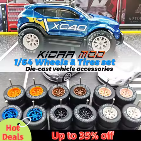 1/64 Model Car Wheels with Rubber All Terrain Tires BBS LM-R Refitting Parts for Off-road Vehicle Ho