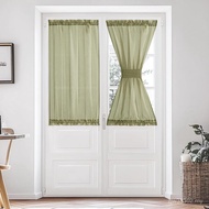 2 Panel Tirai Pintu Tipis Voile untuk Tingkap, Tingkap Hancur Menutupi Penapisan Cahaya Tirai Pintu 