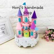 Diy Castle and Wooden Horse Carousel Kit with Music Box