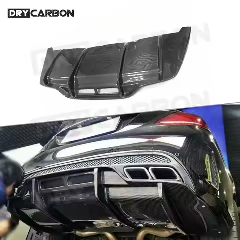 Carbon Fiber Rear Diffuser Bumper Lip Spoiler for Benz C Class W205 C205 C63 C63S Sedan Coupe for AM