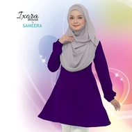 Ixora Blouse Labuh Purple Long Sleeve Blouse Muslimah Plain Nursing Cotton Pocket Princess Cut Ironl