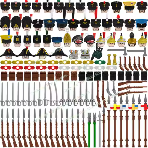 Napoleonic Wars British French Fusilier Dragoon Building Blocks Action Figures Accessories Head Weap